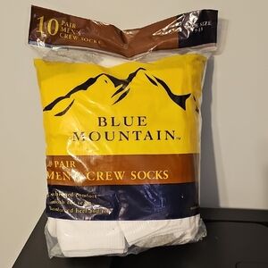 Blue Mountain Men’s Crew Socks - White (10-Pack)